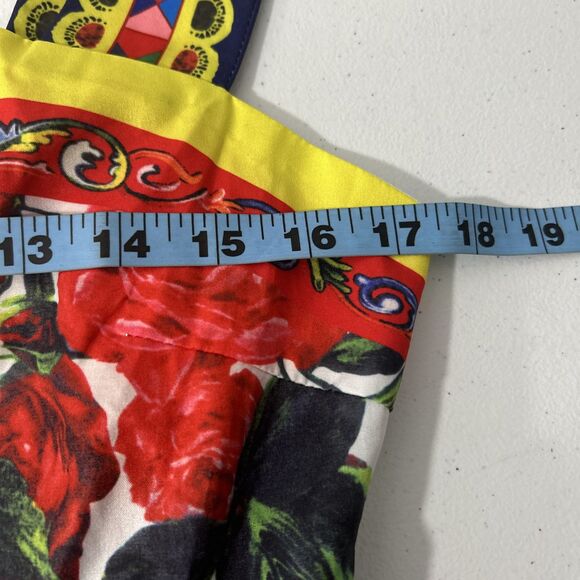 Lai Meng Five Cats Maxi‎ Dress Womens Large Red Abstract Beach Sleeveless - Picture 6 of 7